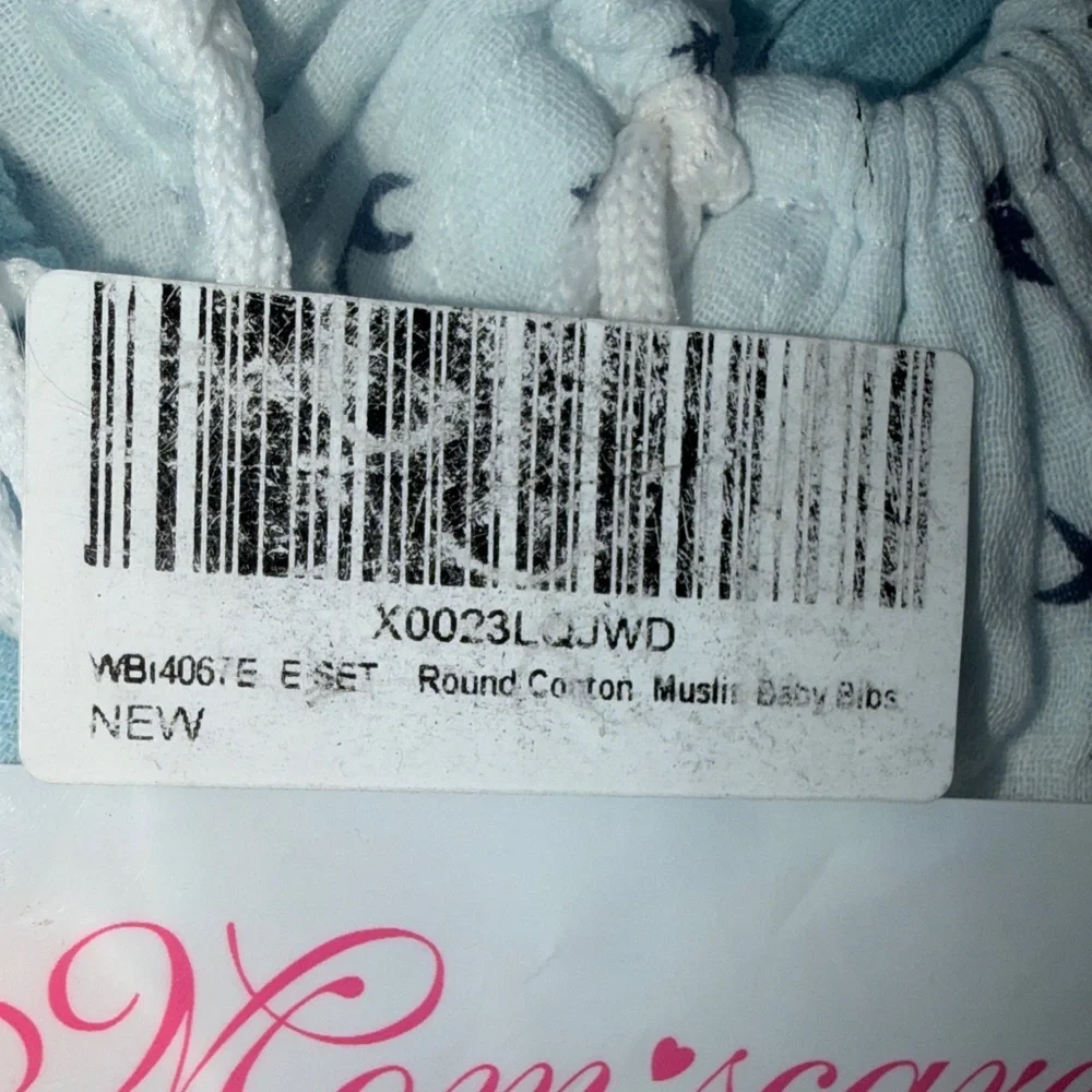 Baby Star and Bear Cat‎ Print Muslin Bibs Set - Blue, Pink, Gray NWOT